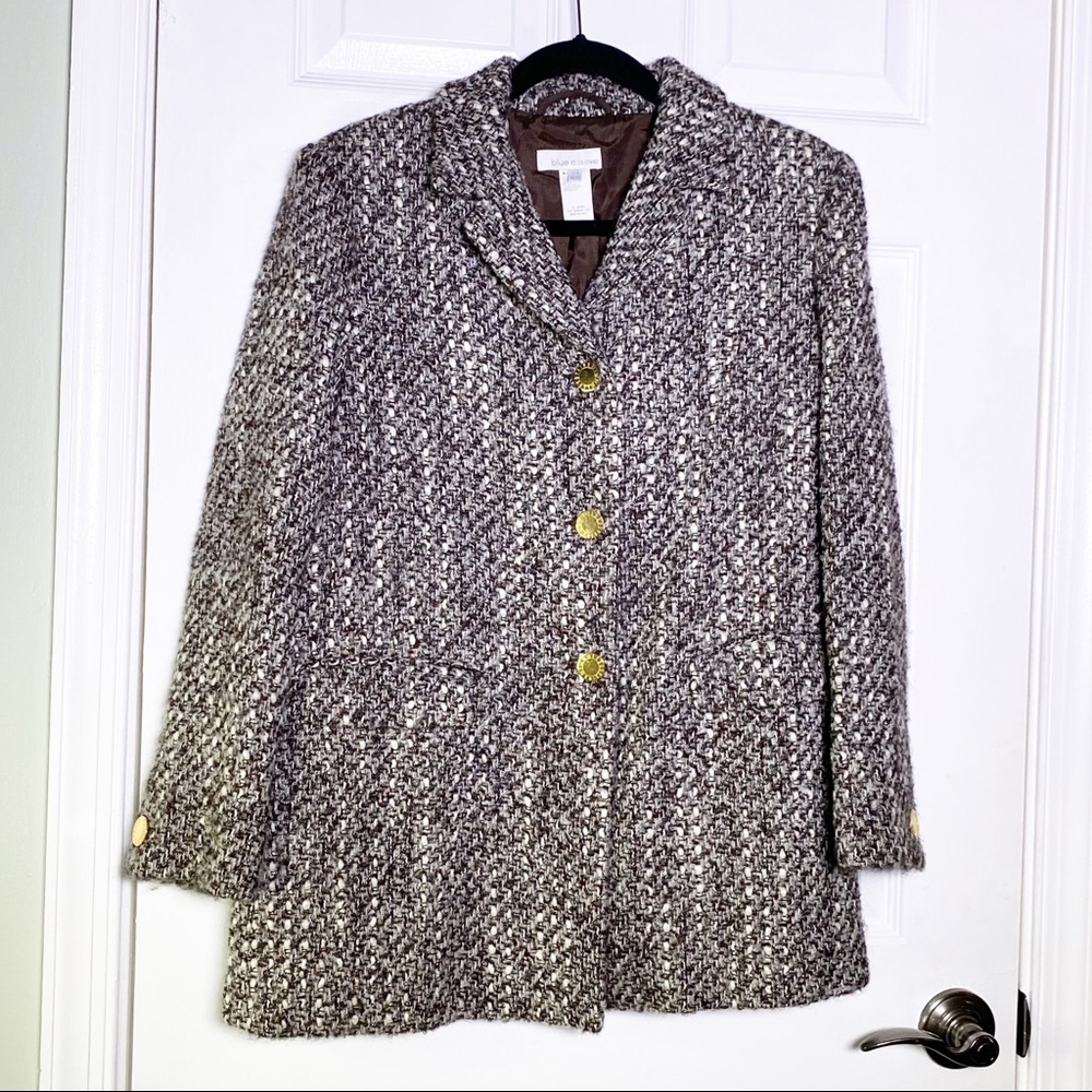 Blue E. Les Copains Brown Tweed Blazer